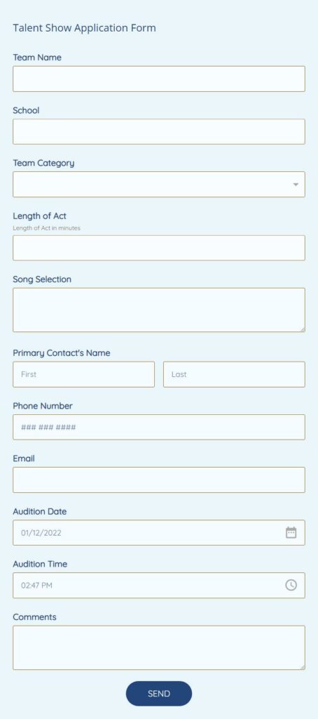 talent show application form template
