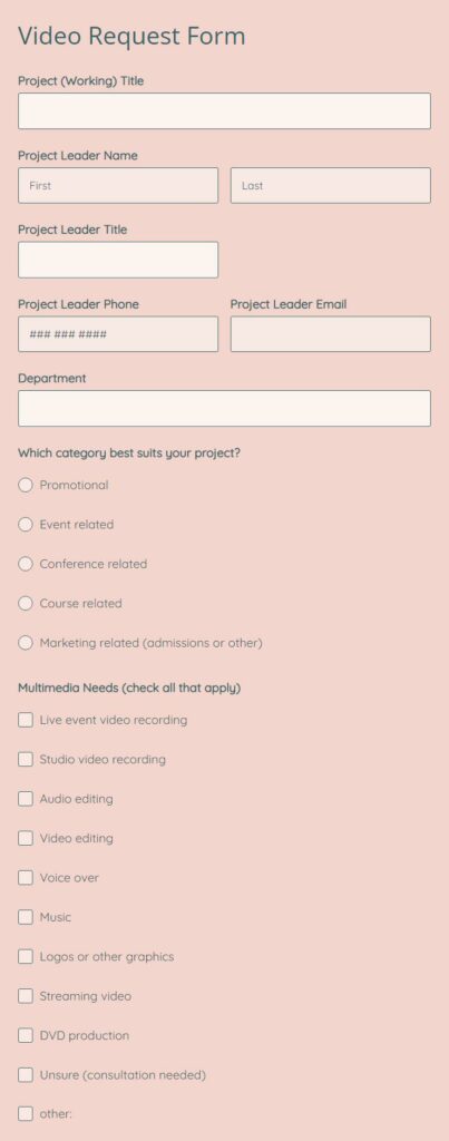 video request form template