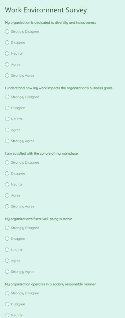 Work Environment Survey