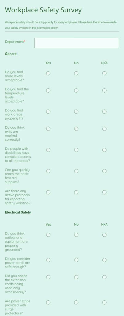 Workplace Safety Survey