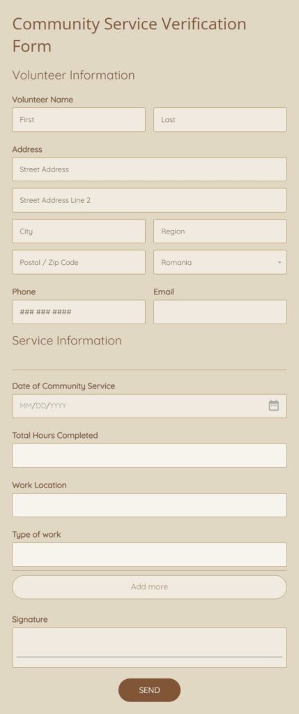Community Service Verification Form