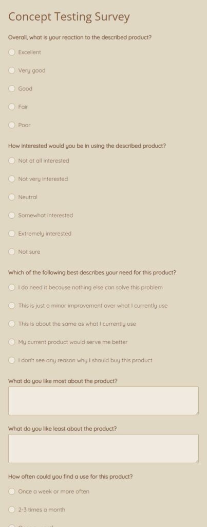 Concept Testing Survey Form