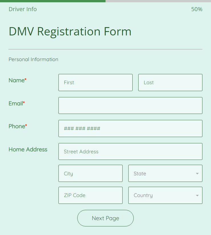 DMV Registration Form