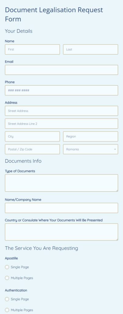 Document Legalization Request Form