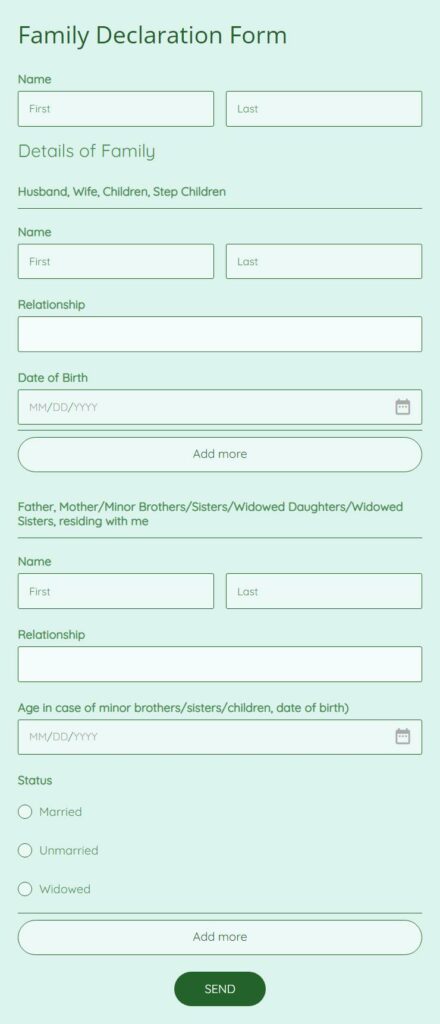 Family Declaration Form