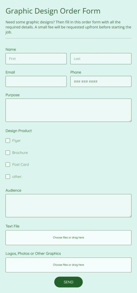 Graphic Design Order Form