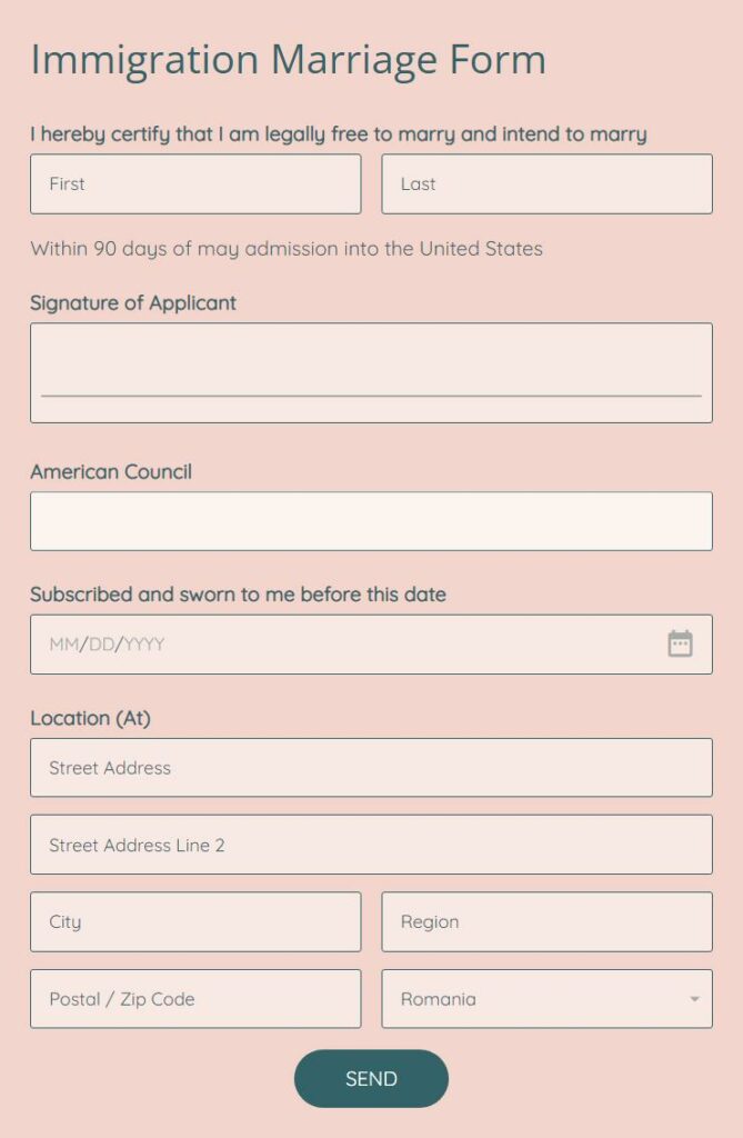 Immigration Marriage Form