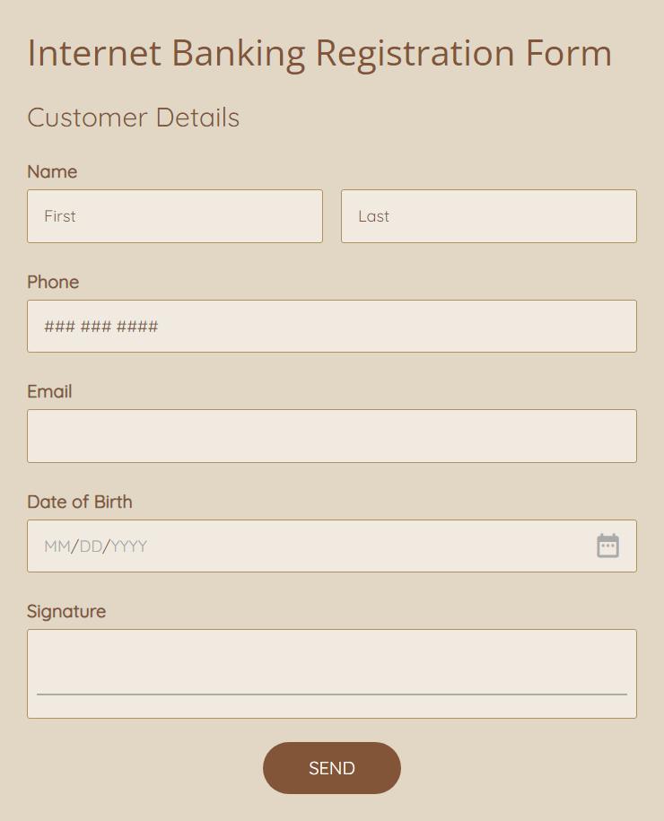 Internet Banking Registration Form