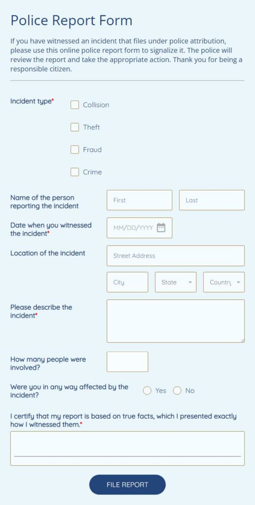Police Report Form