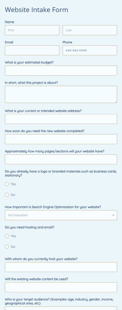 Website Intake Form