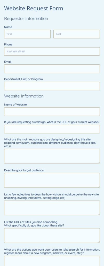 Website Request Form