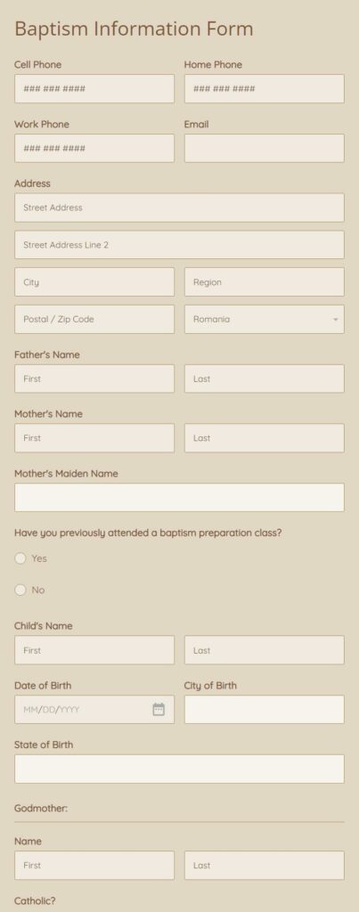 Baptism Information Form