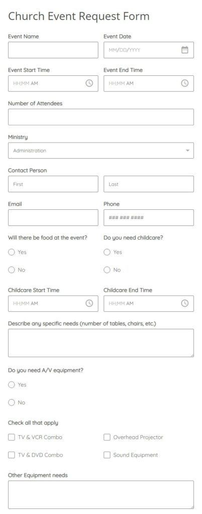 Church Event Request Form