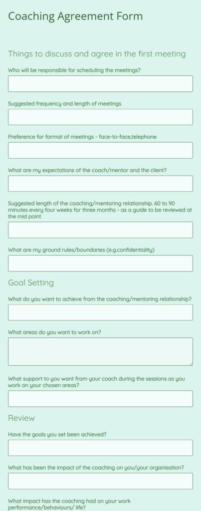 Coaching Agreement Form