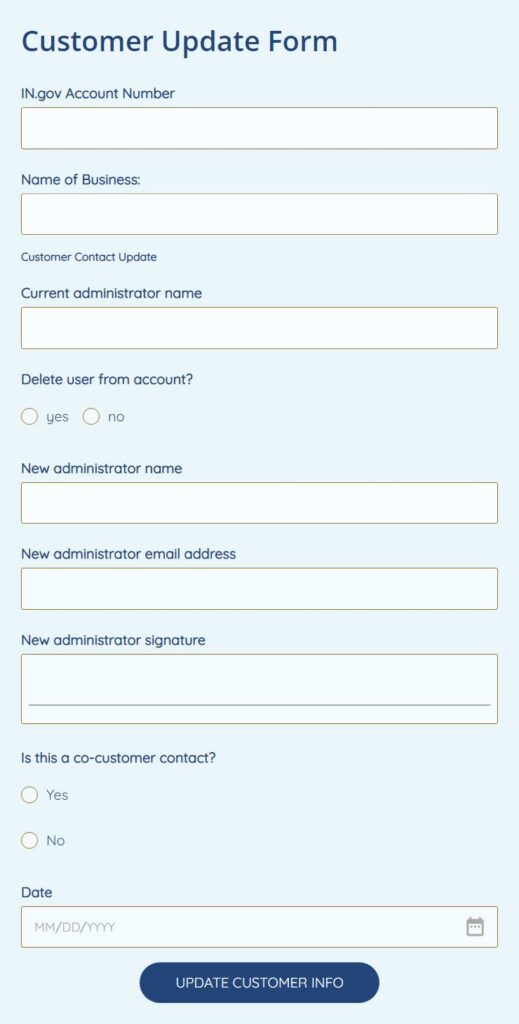 Customer Update Form