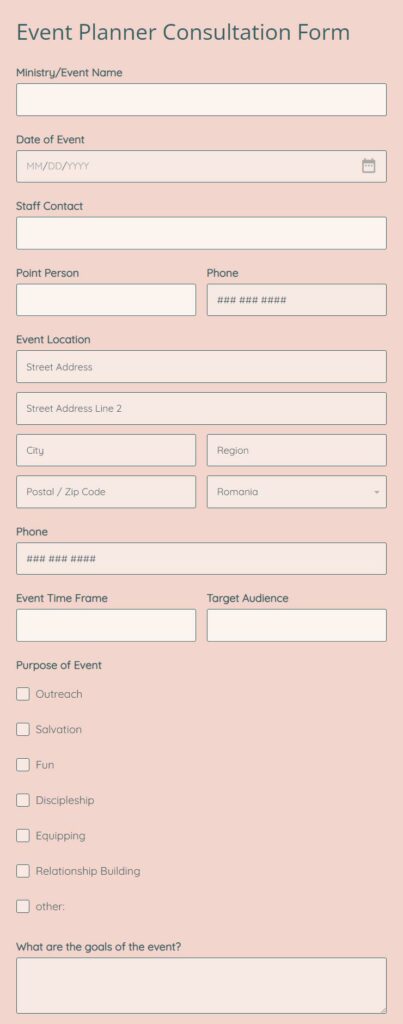Event Planner Consultation Form