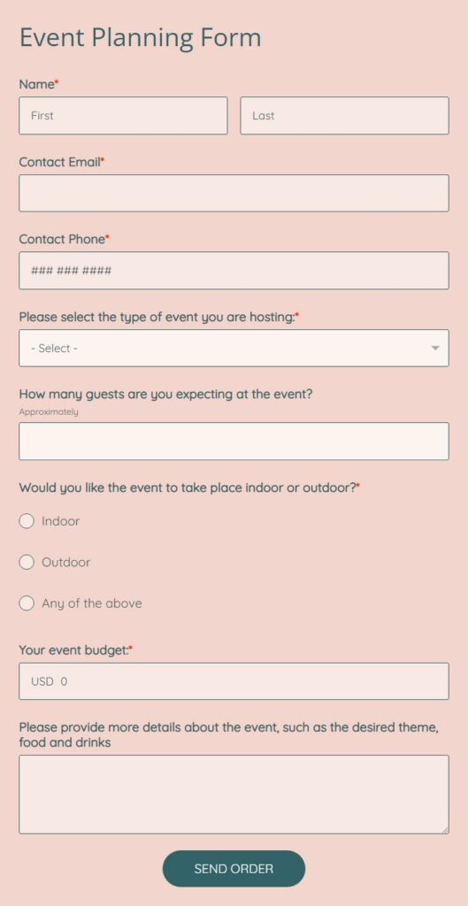 Event Planning Form