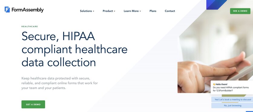 FormAssembly HIPAA complaint form builder