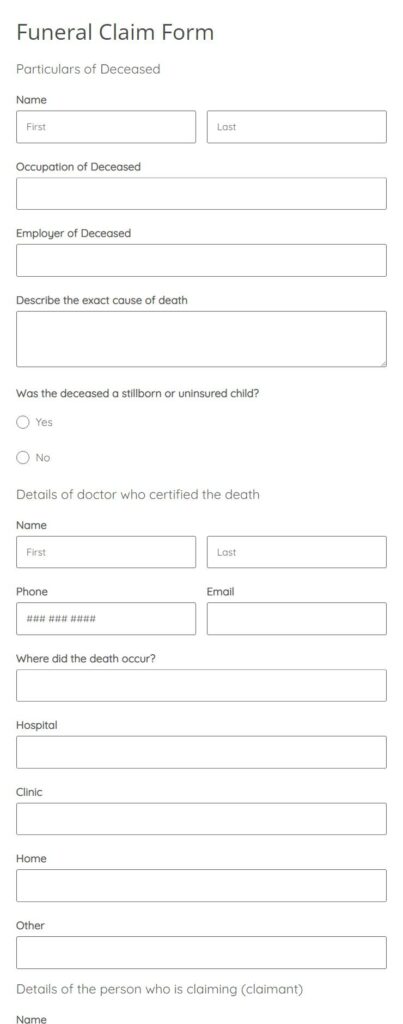 Funeral Claim Form