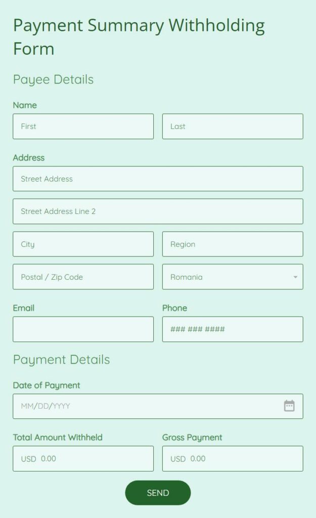 Payment Summary Form