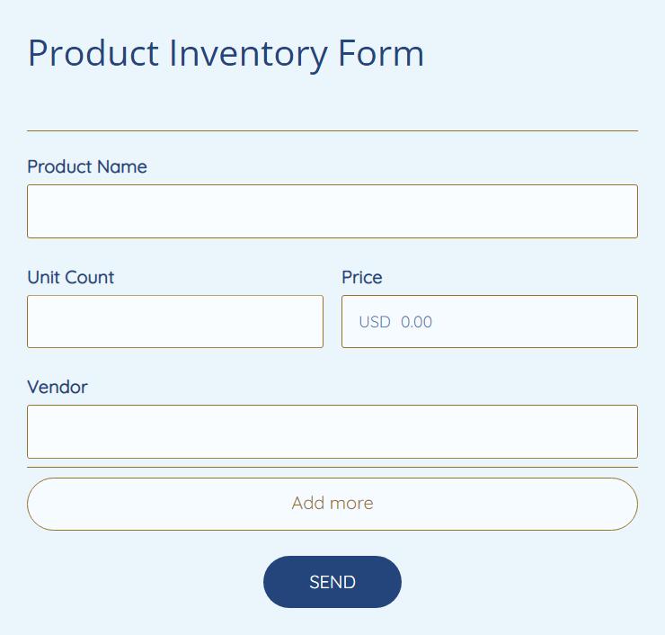 Product Inventory Form