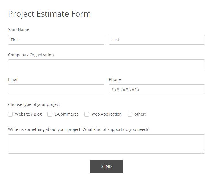 Project Estimate Form