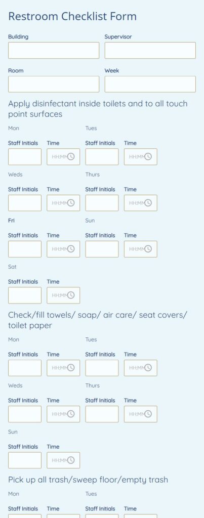 Restroom Checklist Form