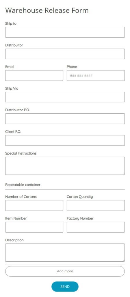 Warehouse Release Form
