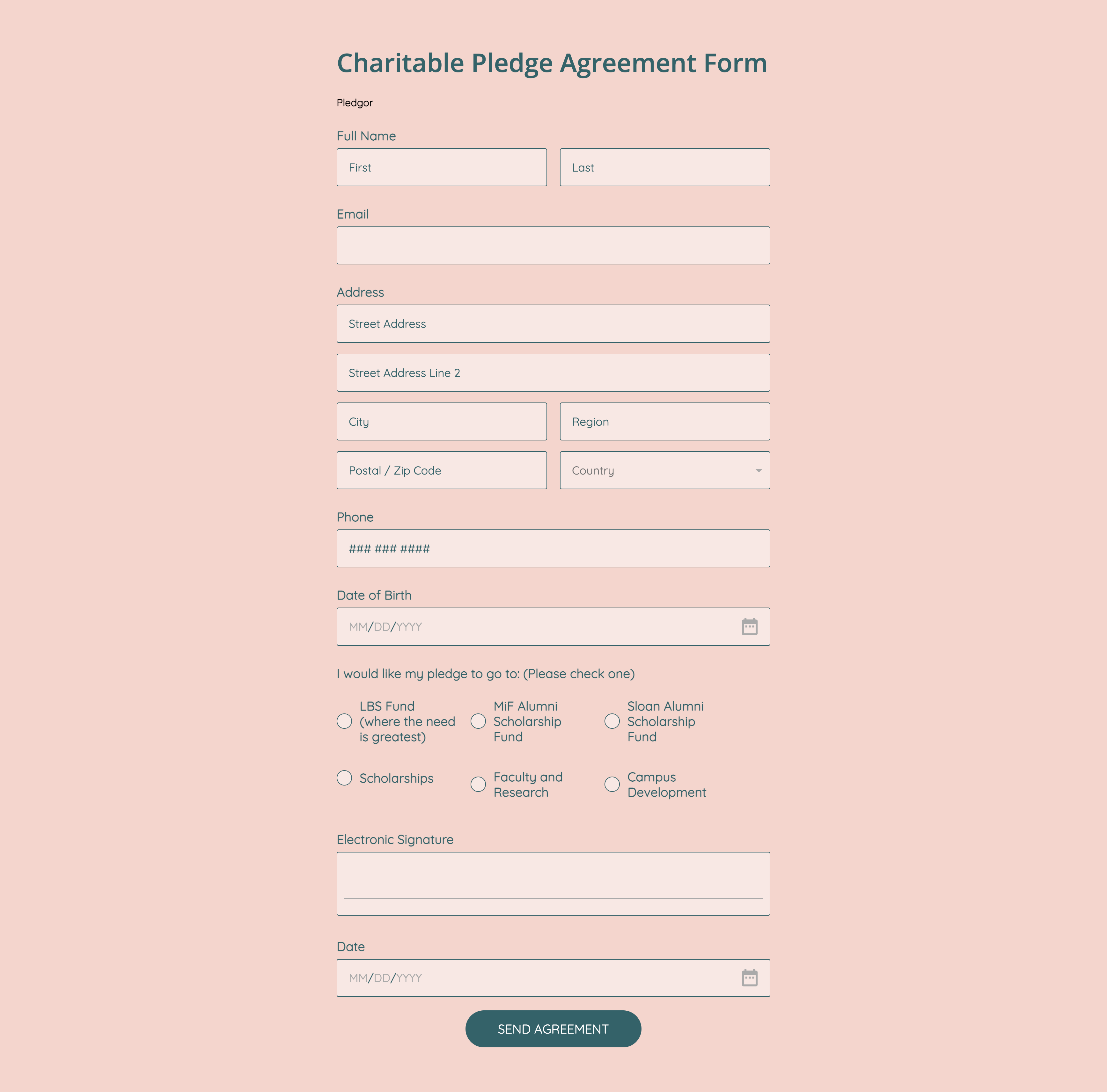pledge agreement template screenshot