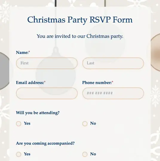 christmas party rsvp form