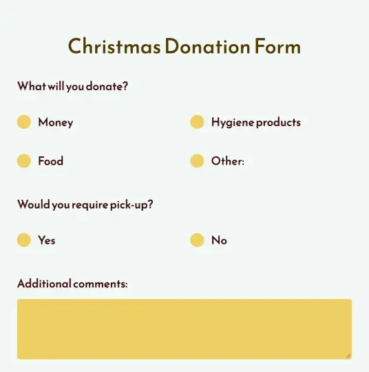 christmas donation form