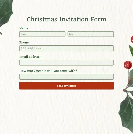 christmas invitation form
