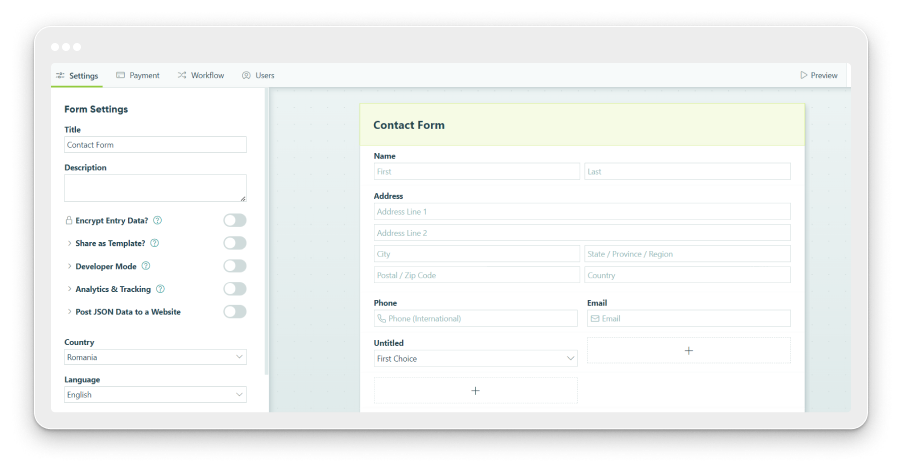 Cognito Forms Form Settings