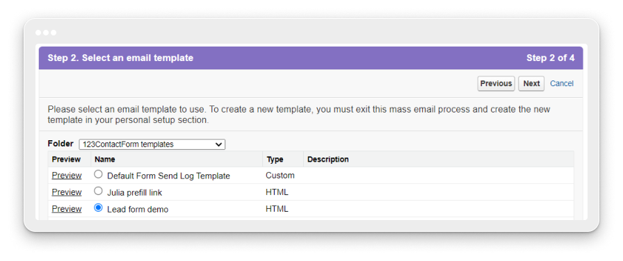 image showing email templates for mass email sending
