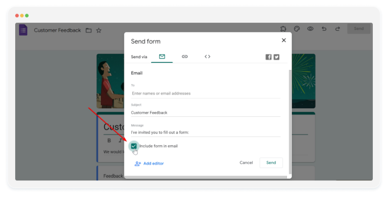 How to embed a Google Form in an email