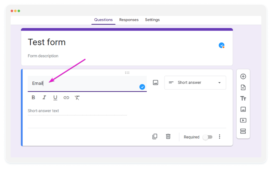 image showing how to collect  email addresses in google forms