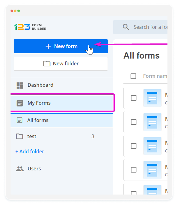 image showing how to create a form in 123formbuilder