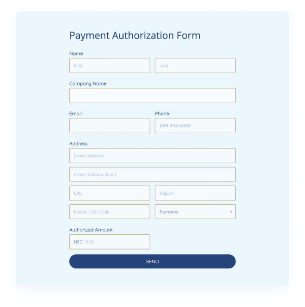 image showing a payment authorization form in 123formbuilder