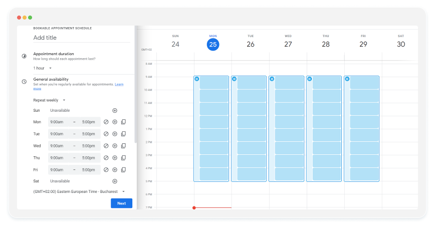 image showing how to create appointment slots in Google Calendar