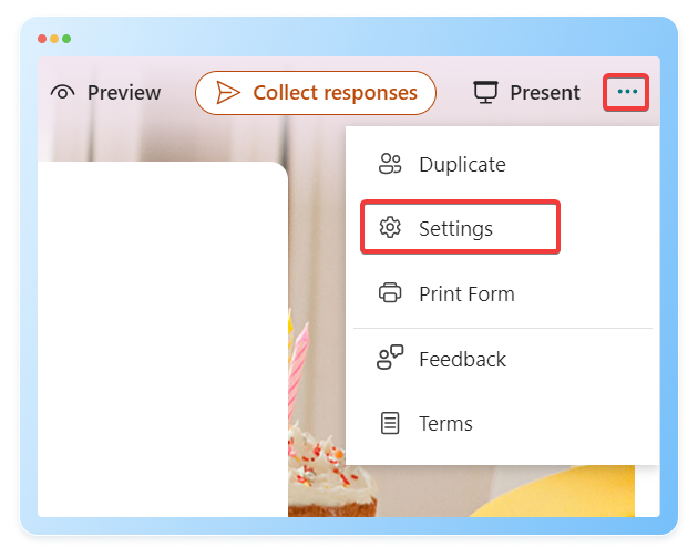 image showing how to set email notifications in Microsoft forms