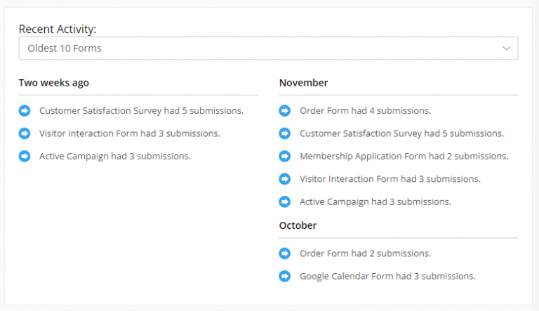 Your Recent Activity - 123FormBuilder Knowledge base