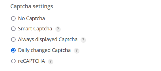 Captcha settings