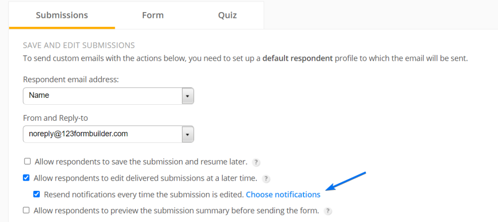 Advanced submissions options