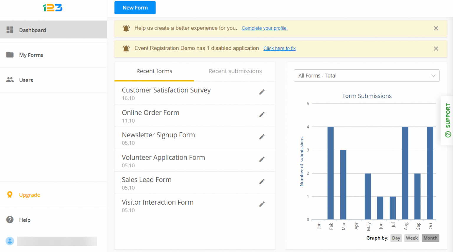 123FormBuilder Dashboard | Help Center