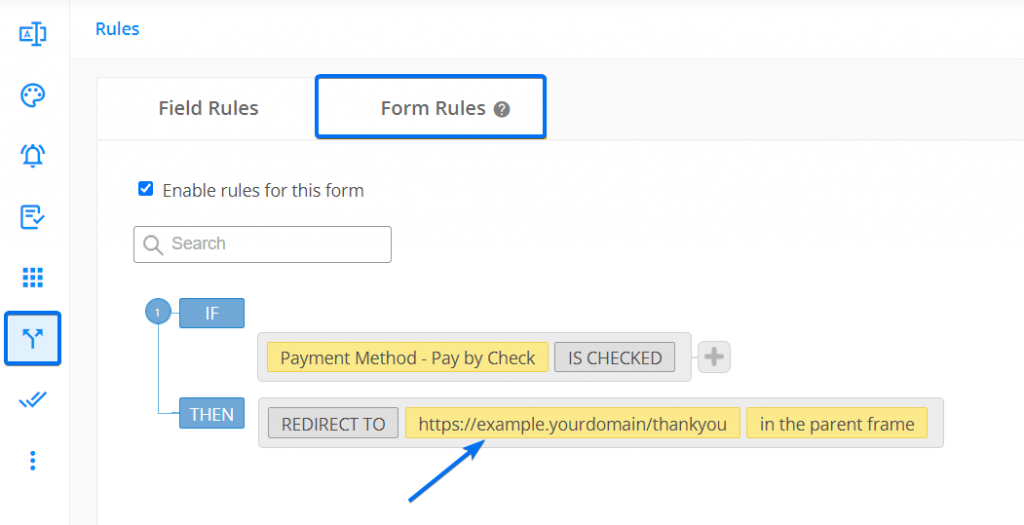 Offline payment form rule