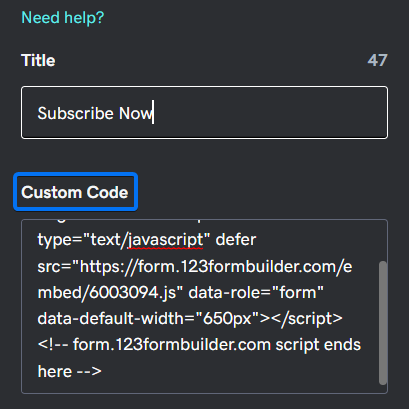 GoDaddy custom code