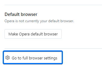 Opera browser settings