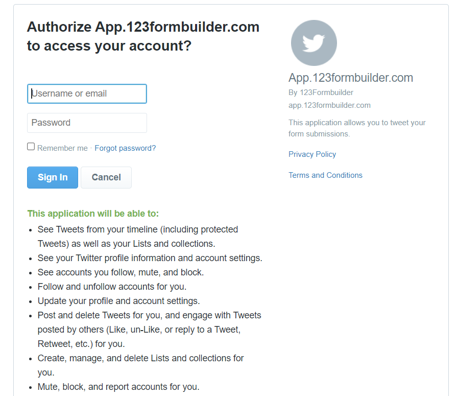 Twitter Authorize App