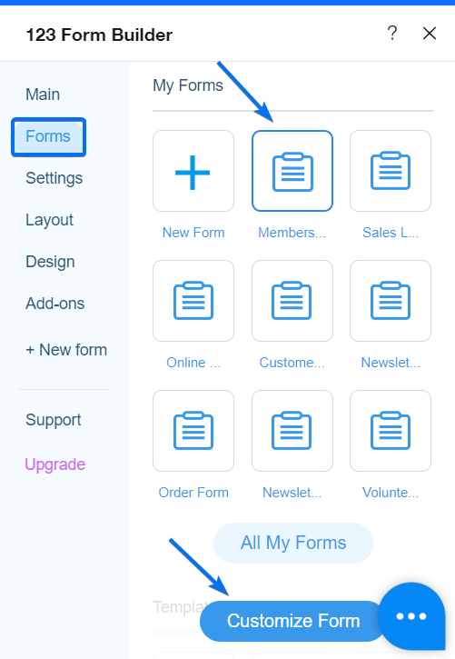 App Forms tab