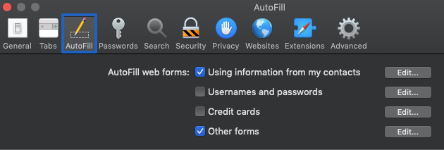 Safari autofill form fields